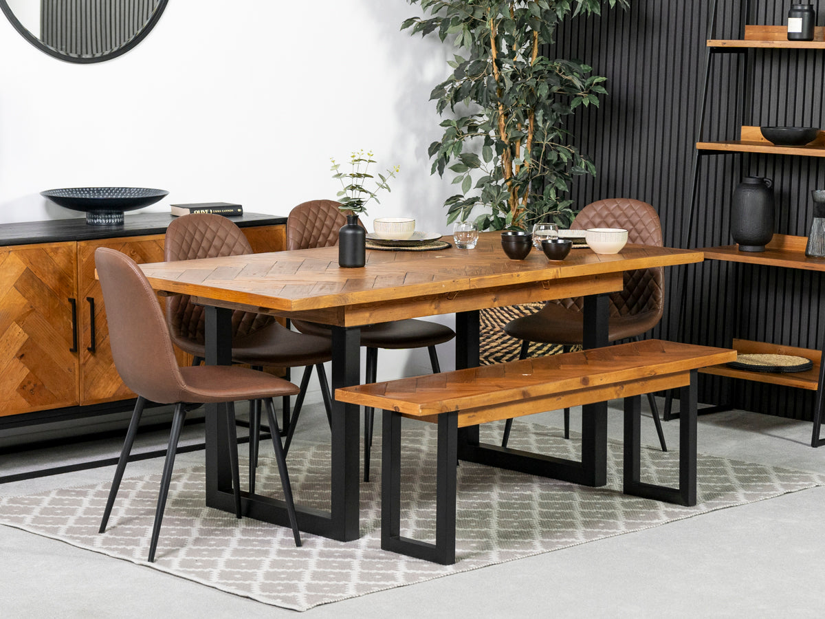 Tulsa Extendable Dining Table (140cm - 180cm) & Brown Dallas Dining Chairs