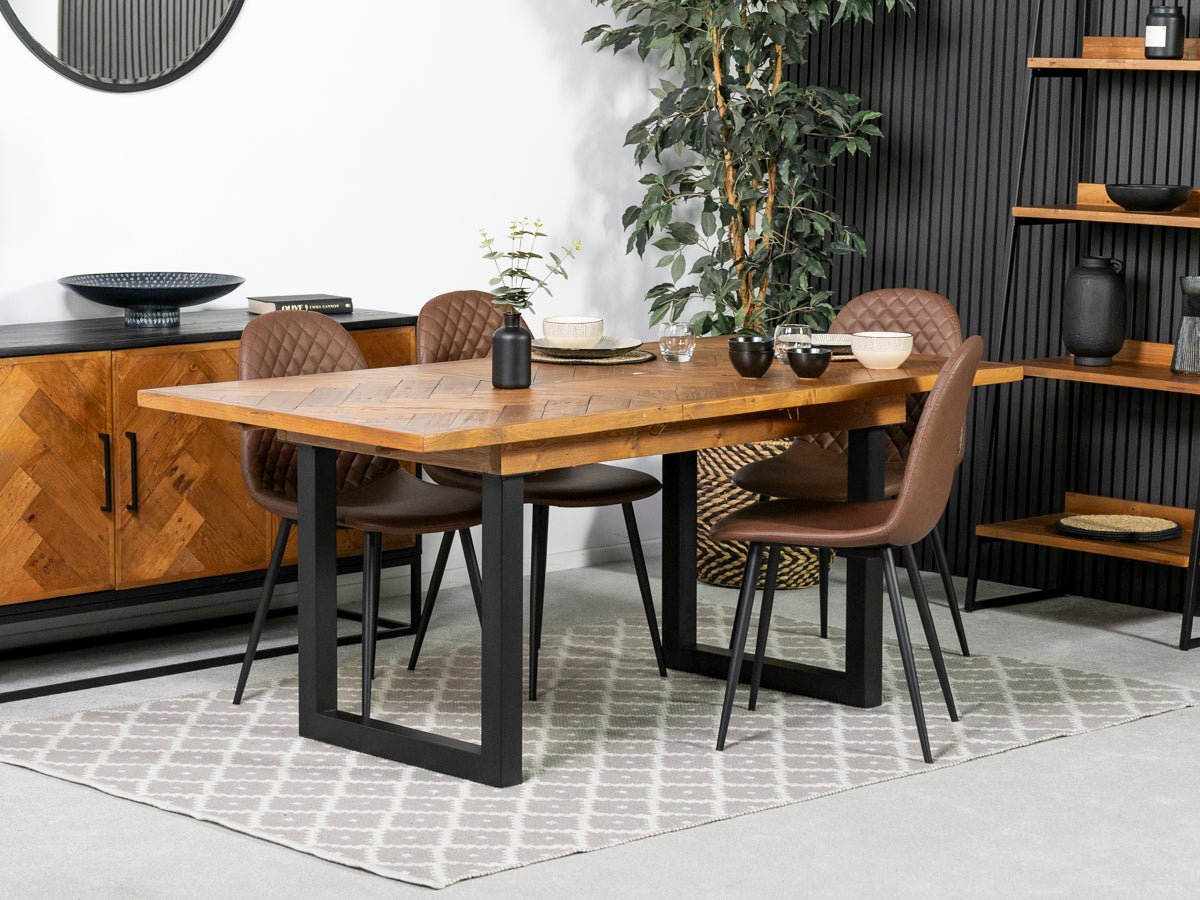 Tulsa Extendable Dining Table (140cm - 180cm) & Brown Dallas Dining Chairs