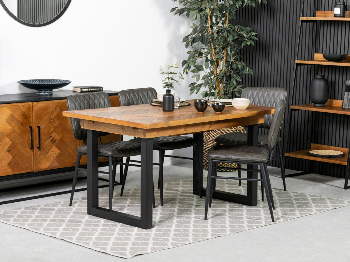 Tulsa Extendable Dining Table (140cm - 180cm) & Grey Houston Dining Chairs