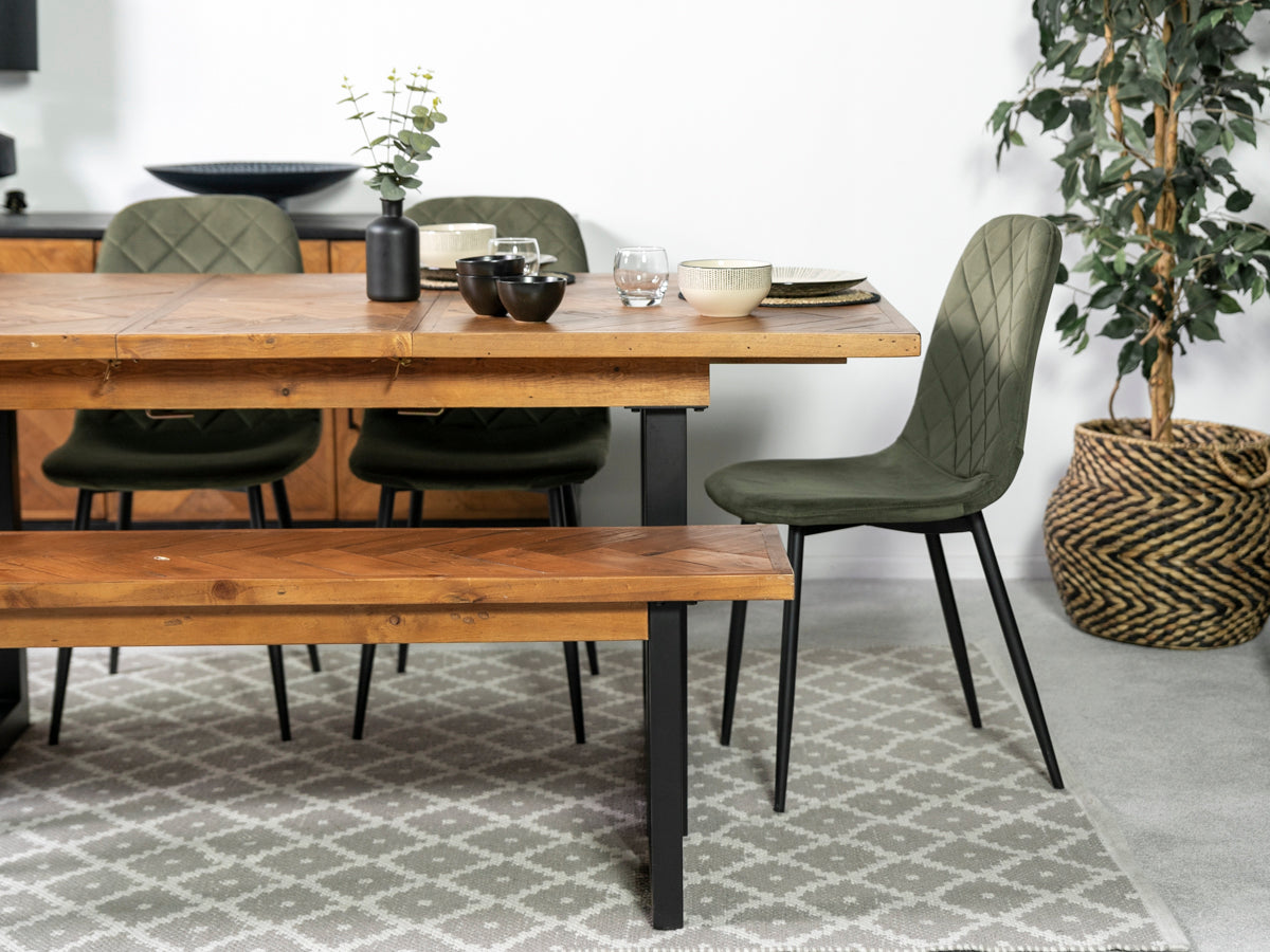 Tulsa Extendable Dining Table (140cm - 180cm) & Grey Houston Dining Chairs