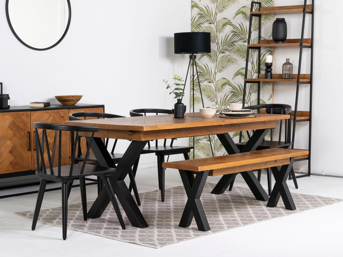 Tulsa Large Extendable Cross Leg Dining Table (180cm - 240cm) & Bogart Dining Chairs