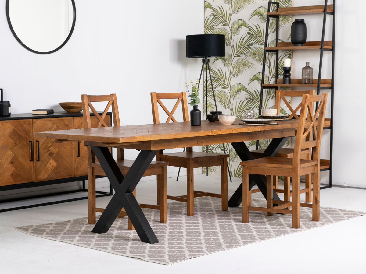 Tulsa Large Extendable Cross Leg Dining Table (180cm - 240cm)