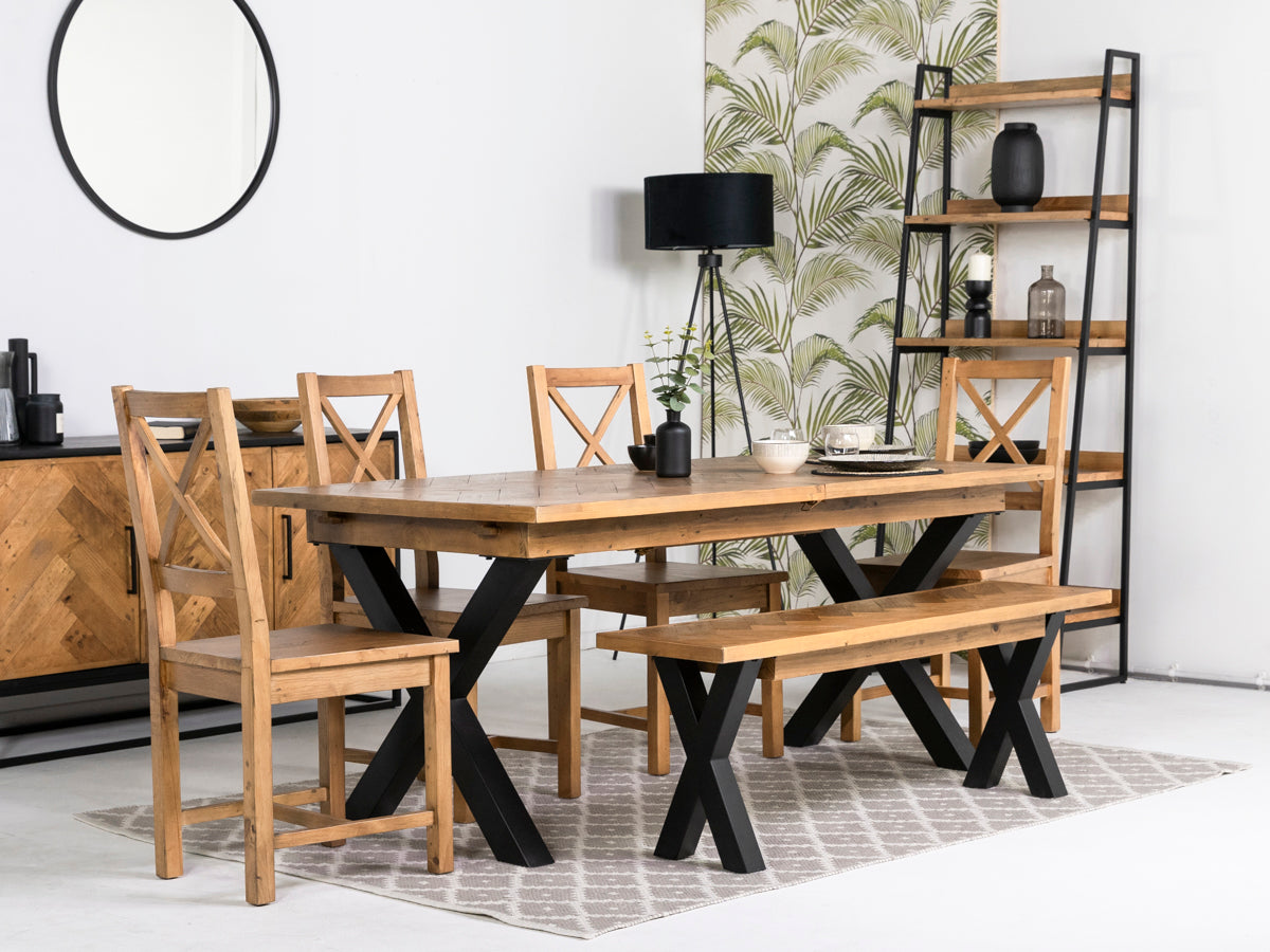 Tulsa Large Extendable Cross Leg Dining Table (180cm - 240cm)