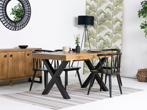 Brooklyn Light Extendable Cross Leg Dining Table (140cm - 180cm) & Bogart Dining Chairs