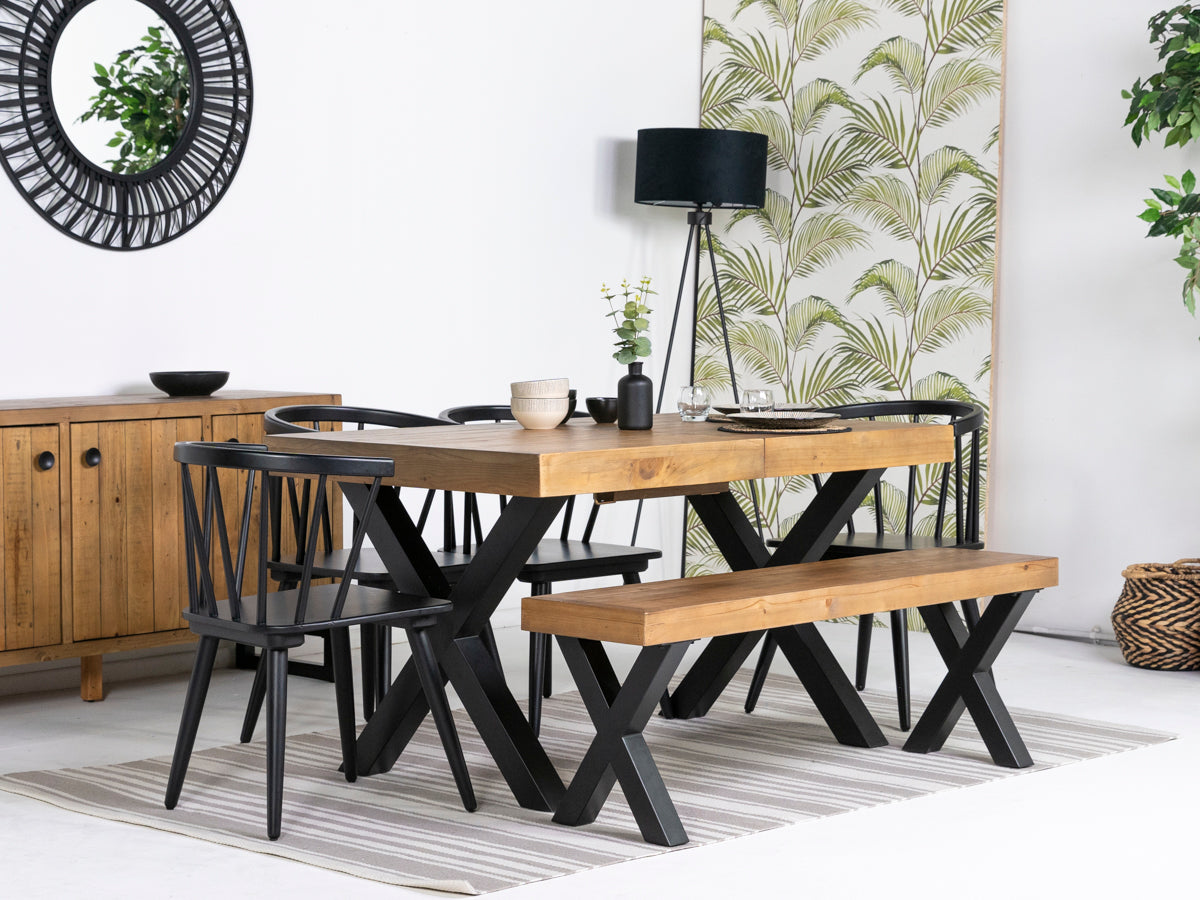 Brooklyn Light Extendable Cross Leg Dining Table (140cm - 180cm) & Bogart Dining Chairs