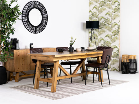 Como Extendable Dining Table (140cm - 180cm) & Brown Houston Dining Chairs