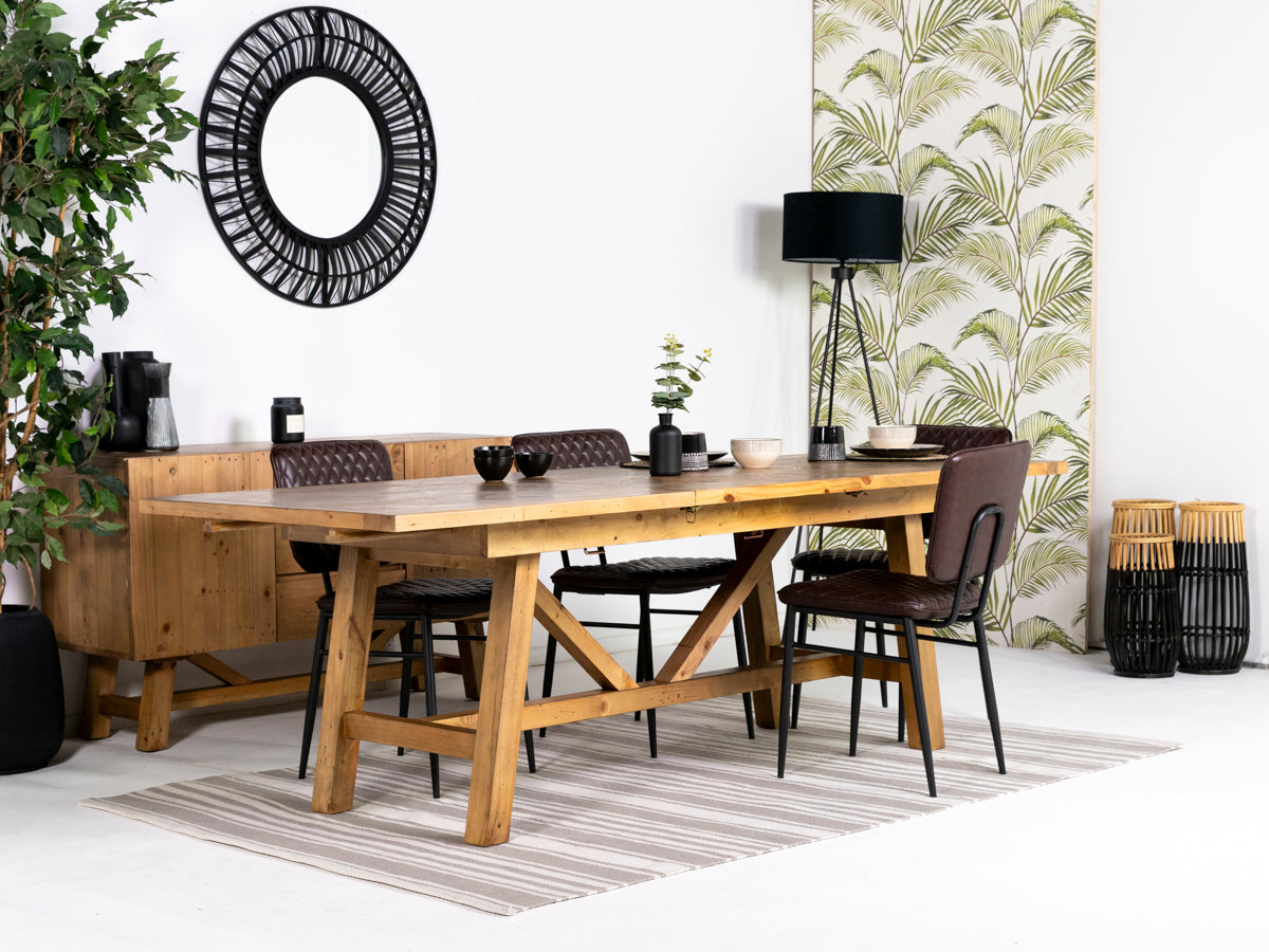 Como Extendable Dining Table (180cm - 240cm) & Brown Houston Dining Chairs