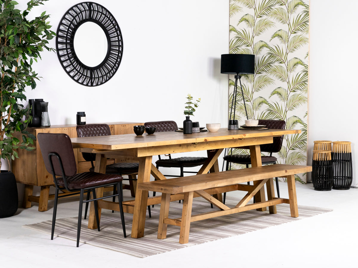 Como Extendable Dining Table (140cm - 180cm) & Brown Houston Dining Chairs