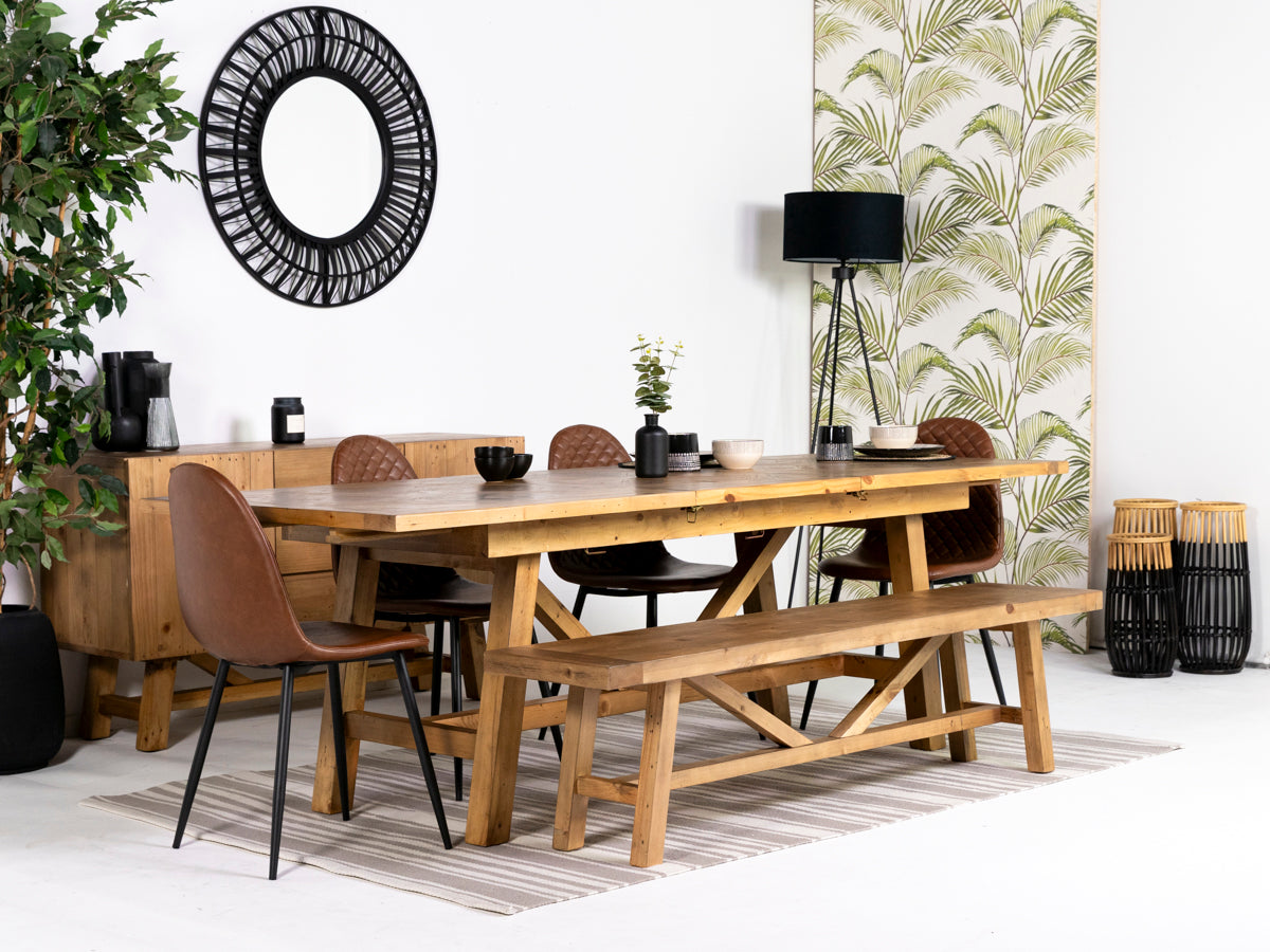 Como Extendable Dining Table (140cm - 180cm) & Tan Dallas Dining Chairs