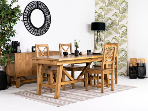 Como Extendable Dining Table (140cm - 180cm) & Tulsa Cross Back Dining Chairs