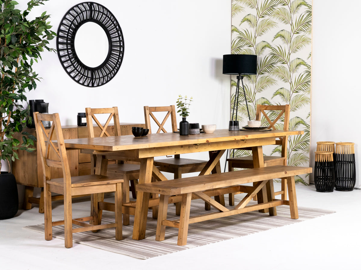 Como Extendable Dining Table (140cm - 180cm) & Tulsa Cross Back Dining Chairs