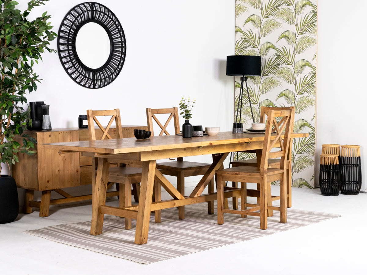 Como Extendable Dining Table (180cm - 240cm) & Tulsa Cross Back Dining Chairs