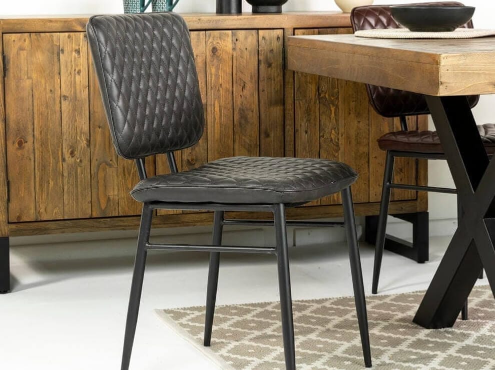 Brooklyn Extendable Dining Table (180cm - 240cm) & Black Houston Dining Chairs