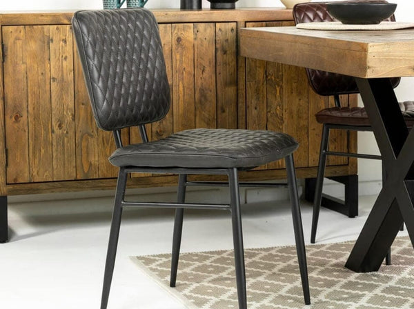 Tulsa Round Dining Table & Black Houston Dining Chairs