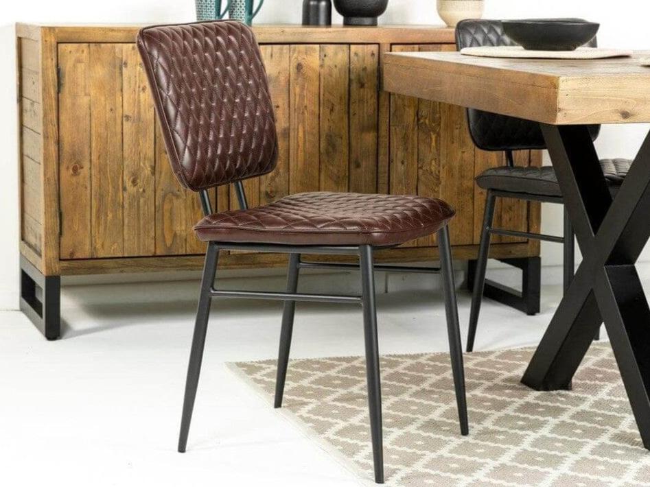 Tulsa Large Extendable Cross Leg Dining Table (180cm - 240cm) & Brown Houston Dining Chairs