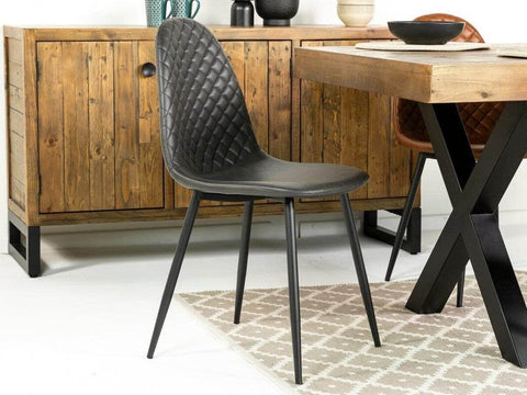 Tulsa Extendable Dining Table (140cm - 180cm) & Black Dallas Dining Chairs