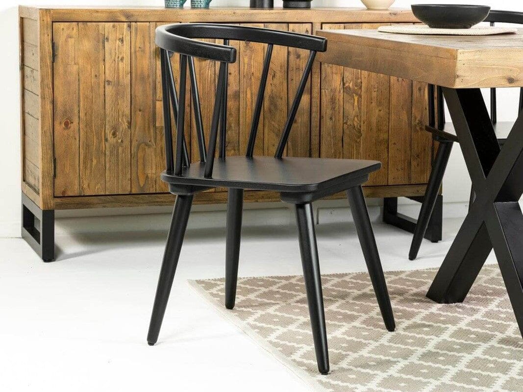 Brooklyn Fixed Top Dining Table & Black Bogart Dining Chairs