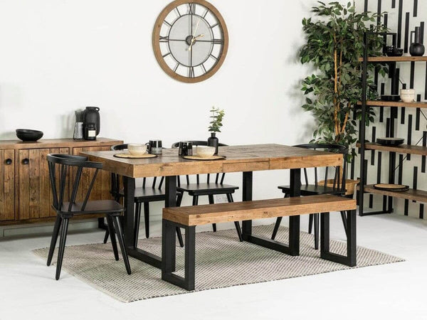 Brooklyn Extendable Dining Table (180cm - 240cm) & Black Bogart Dining Chairs
