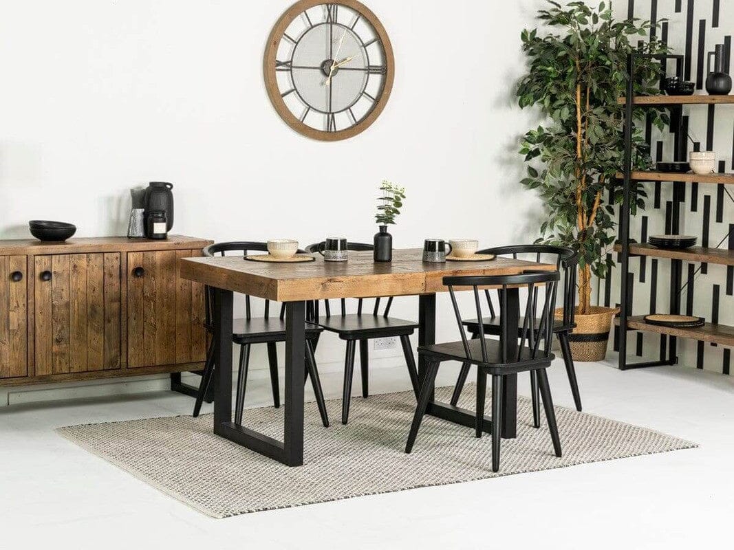 Brooklyn Extendable Dining Table (180cm - 240cm) & Black Bogart Dining Chairs