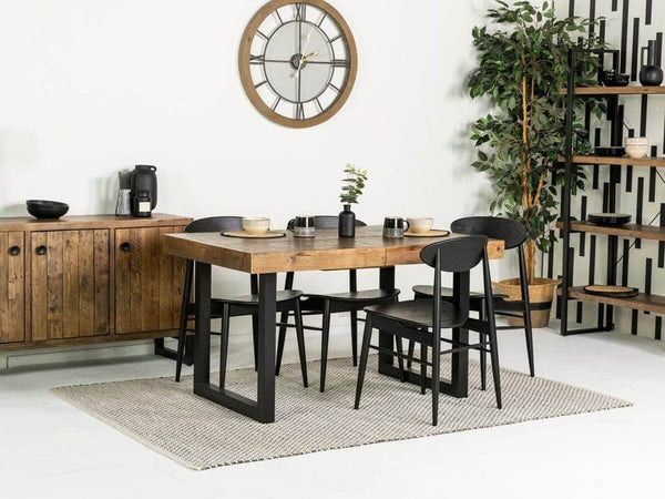 Brooklyn Extendable Dining Table (140cm - 180cm) & Black Gabo Dining Chairs