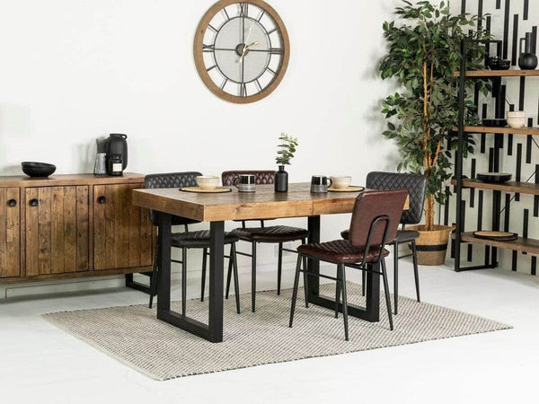 Brooklyn Extendable Dining Table (140cm - 180cm) & Black Houston Dining Chairs