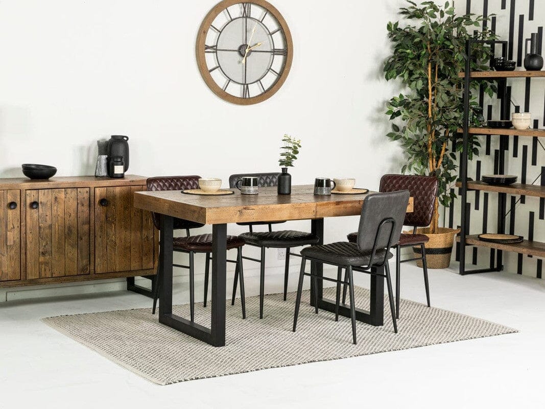 Brooklyn Extendable Dining Table (140cm - 180cm) & Brown Houston Dining Chairs