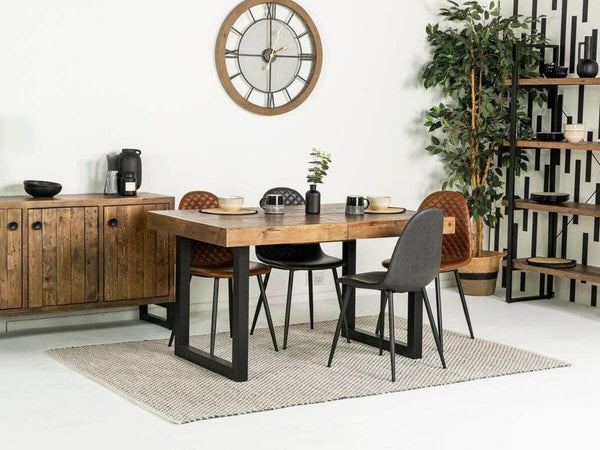 Brooklyn Extendable Dining Table (140cm - 180cm) & Black Dallas Dining Chairs