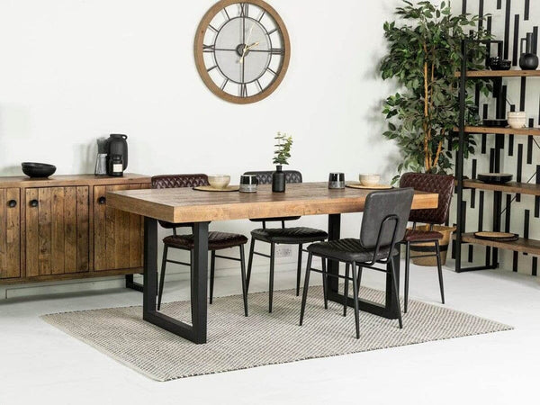 Brooklyn Extendable Dining Table (180cm - 240cm) & Brown Houston Dining Chairs