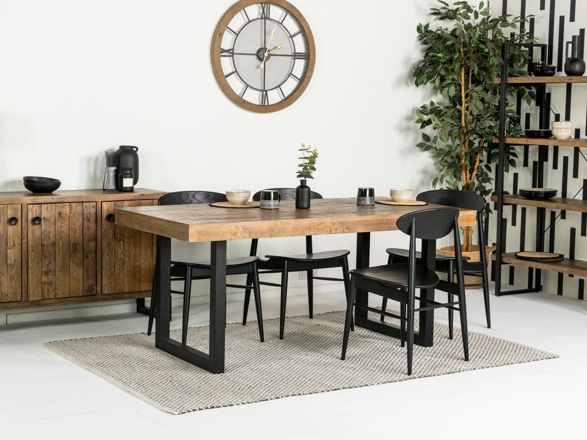 Brooklyn Fixed Top Dining Table & Black Gabo Dining Chairs