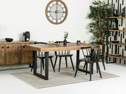 Brooklyn Fixed Top Dining Table & Black Bogart Dining Chairs