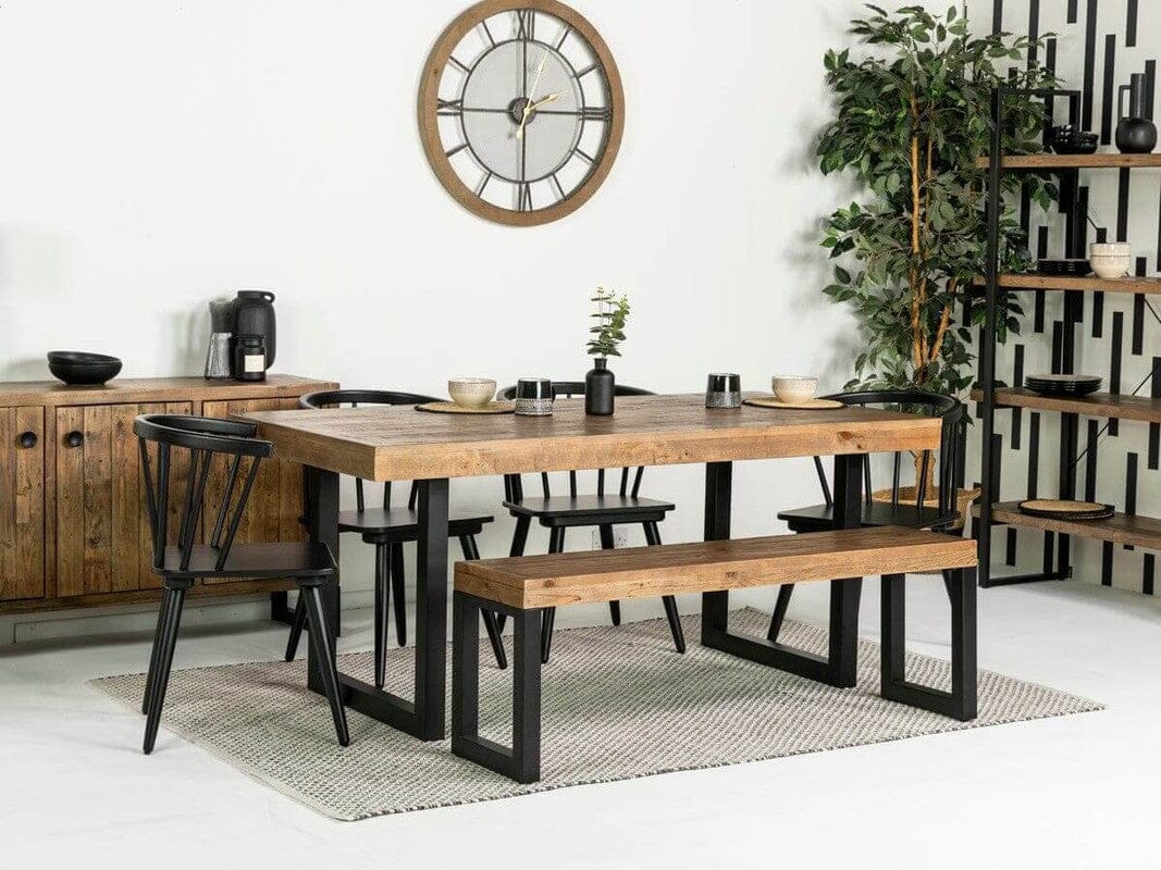 Brooklyn Fixed Top Dining Table & Black Bogart Dining Chairs