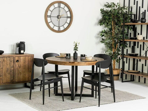 Brooklyn Round Dining Table & Black Gabo Dining Chairs