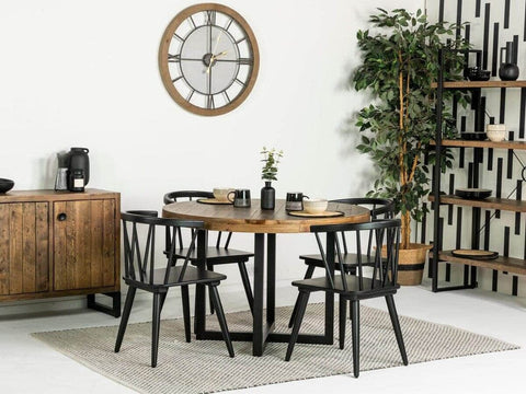 Brooklyn Round Dining Table & Black Bogart Dining Chairs