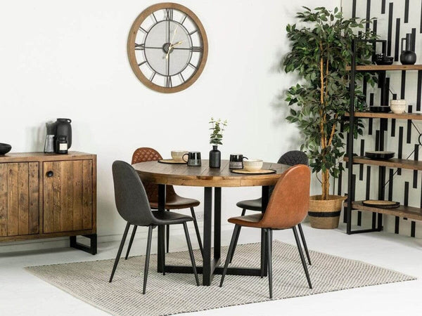 Brooklyn Round Dining Table & Brown Dallas Dining Chairs