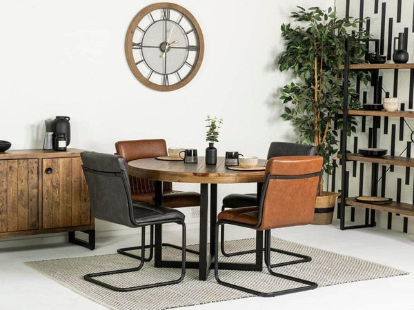 Brooklyn Round Dining Table & Grey Auburn Dining Chairs
