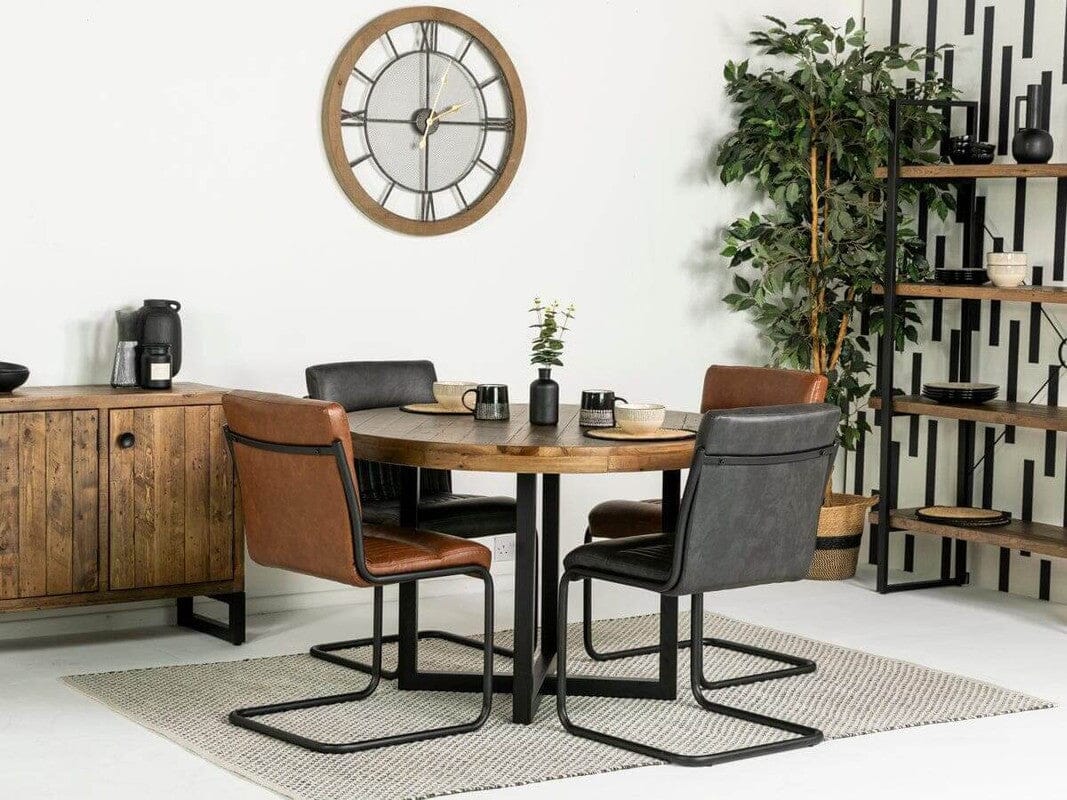 Brooklyn Round Dining Table & Brown Auburn Dining Chairs