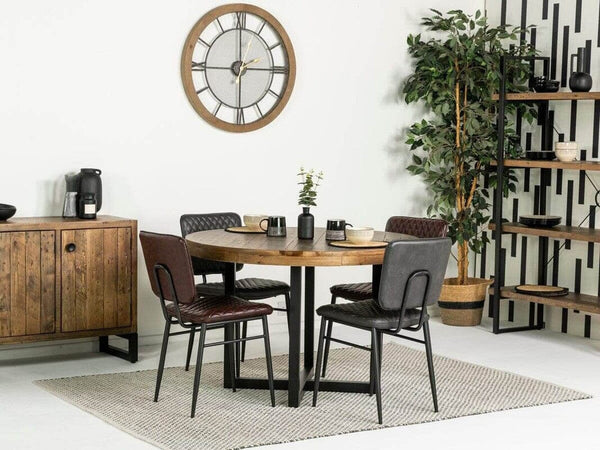 Brooklyn Round Dining Table & Brown Houston Dining Chairs