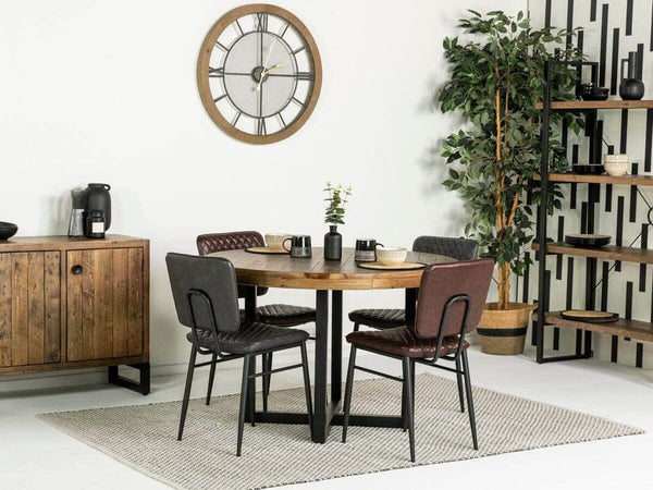 Brooklyn Round Dining Table & Black Houston Dining Chairs