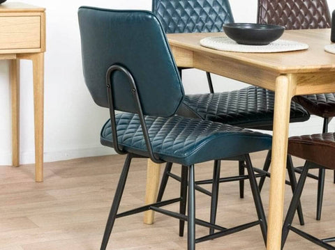 Brooklyn Round Dining Table & Blue Lupin Dining Chairs