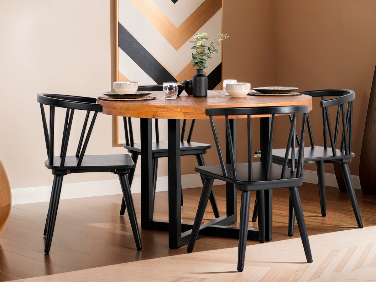 Tulsa Round Dining Table & Bogart Dining Chairs