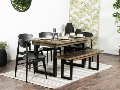 Tulsa Dark Extendable Dining Table (140cm - 180cm) & Gabo Dining Chairs