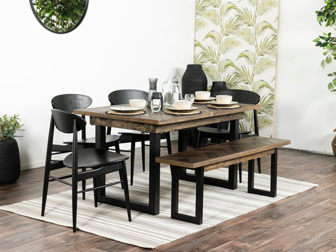 Tulsa Dark Extendable Dining Table (140cm - 180cm) & Tulsa Dark Wood Bench