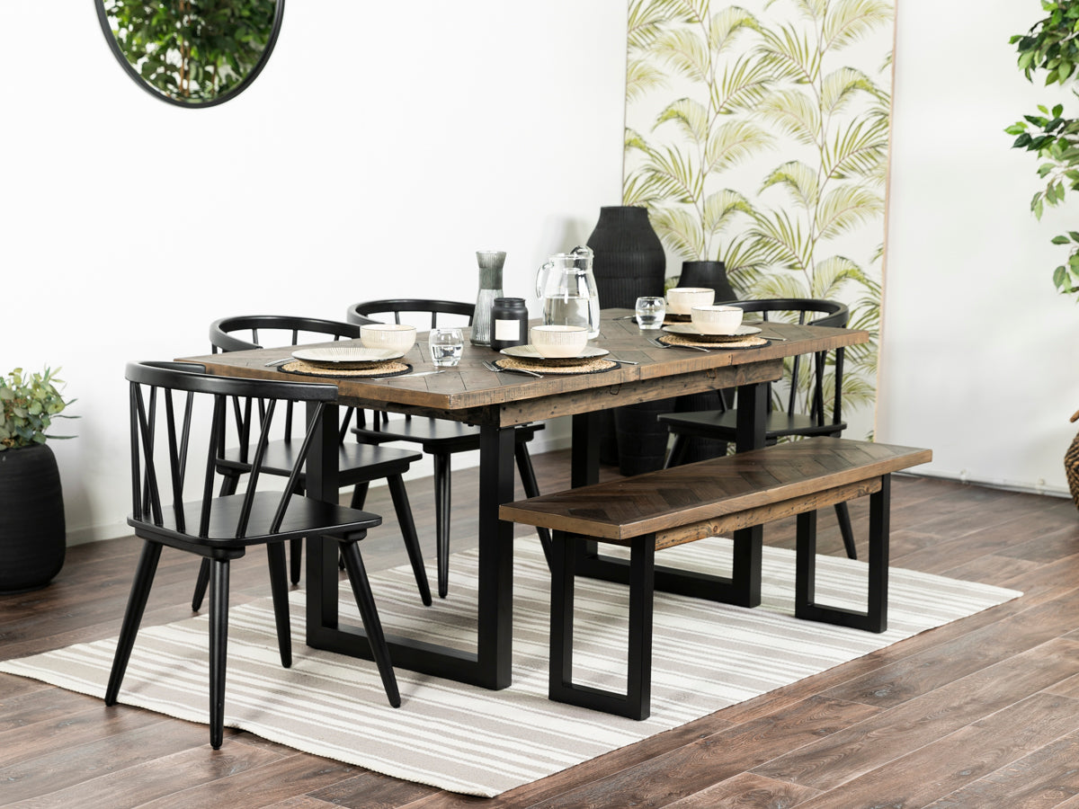 Tulsa Dark Extendable Dining Table (140cm - 180cm) & Bogart Dining Chairs