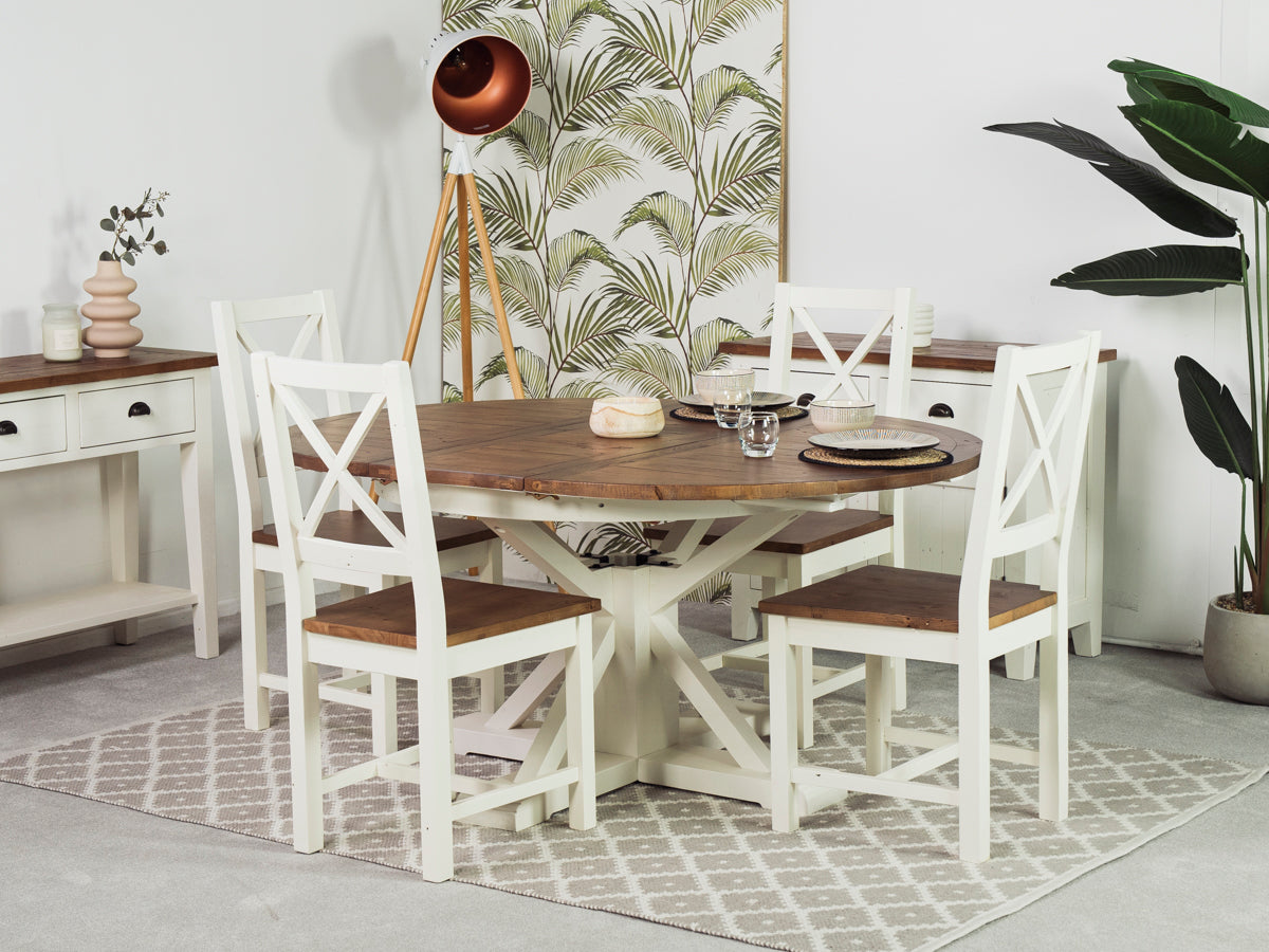 Devon Extendable Round Dining Table (120cm - 160cm)