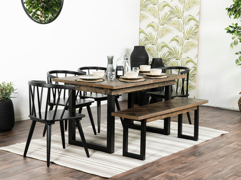 Tulsa Dark Extendable Dining Table (140cm - 180cm) & Bogart Dining Chairs