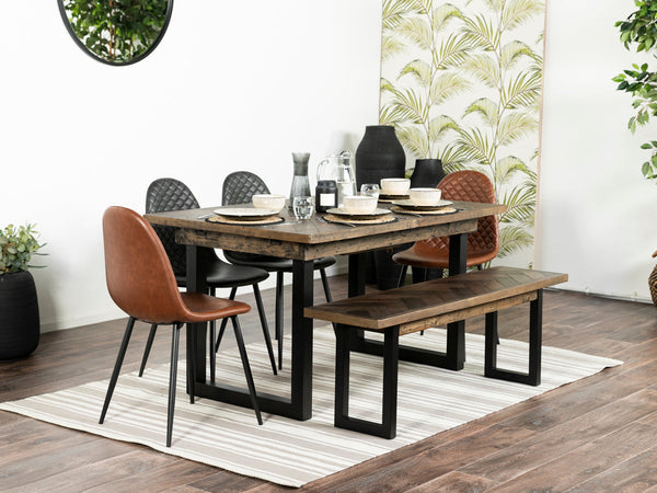 Tulsa Dark Extendable Dining Table (140cm - 180cm) & Black Dallas Dining Chairs