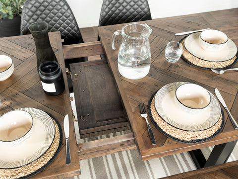 Tulsa Dark Extendable Dining Table (140cm - 180cm) & Tan Dallas Dining Chairs