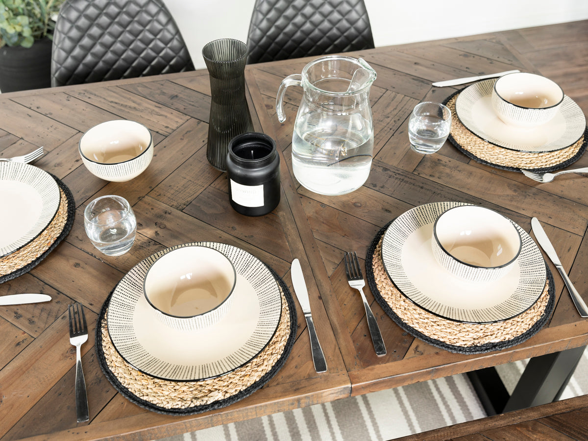 Tulsa Dark Extendable Dining Table (140cm - 180cm) & Tulsa Dark Wood Bench