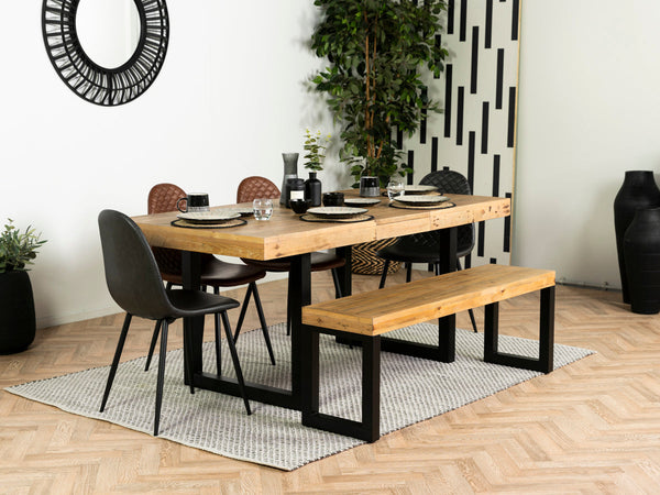 Brooklyn Light Extendable Dining Table (140cm - 180cm) & Black Dallas Dining Chairs