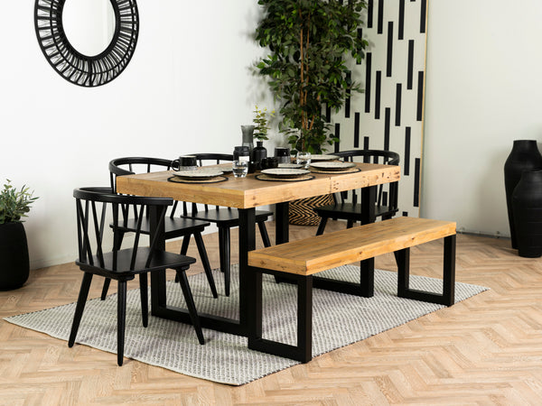 Brooklyn Light Extendable Dining Table (140cm - 180cm) & Bogart Black Dining Chairs
